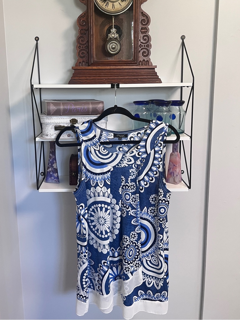 Pre loved Papa Blue & White Sleeveless Printed Tunic